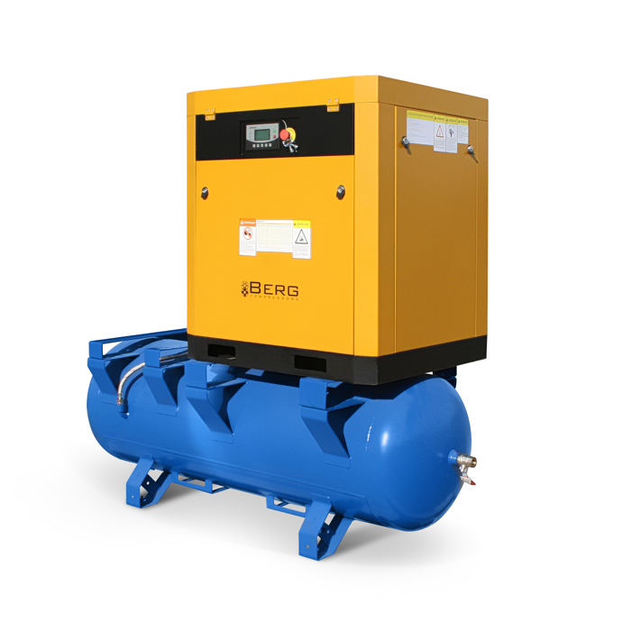 Винтовой компрессор Berg ВК-11Р-500-7 (IP 23) на ресивере ПневмоТех Компрессорное обрудование Винтовой компрессор Berg ВК-11Р-500-7 (IP 23) на ресивере
